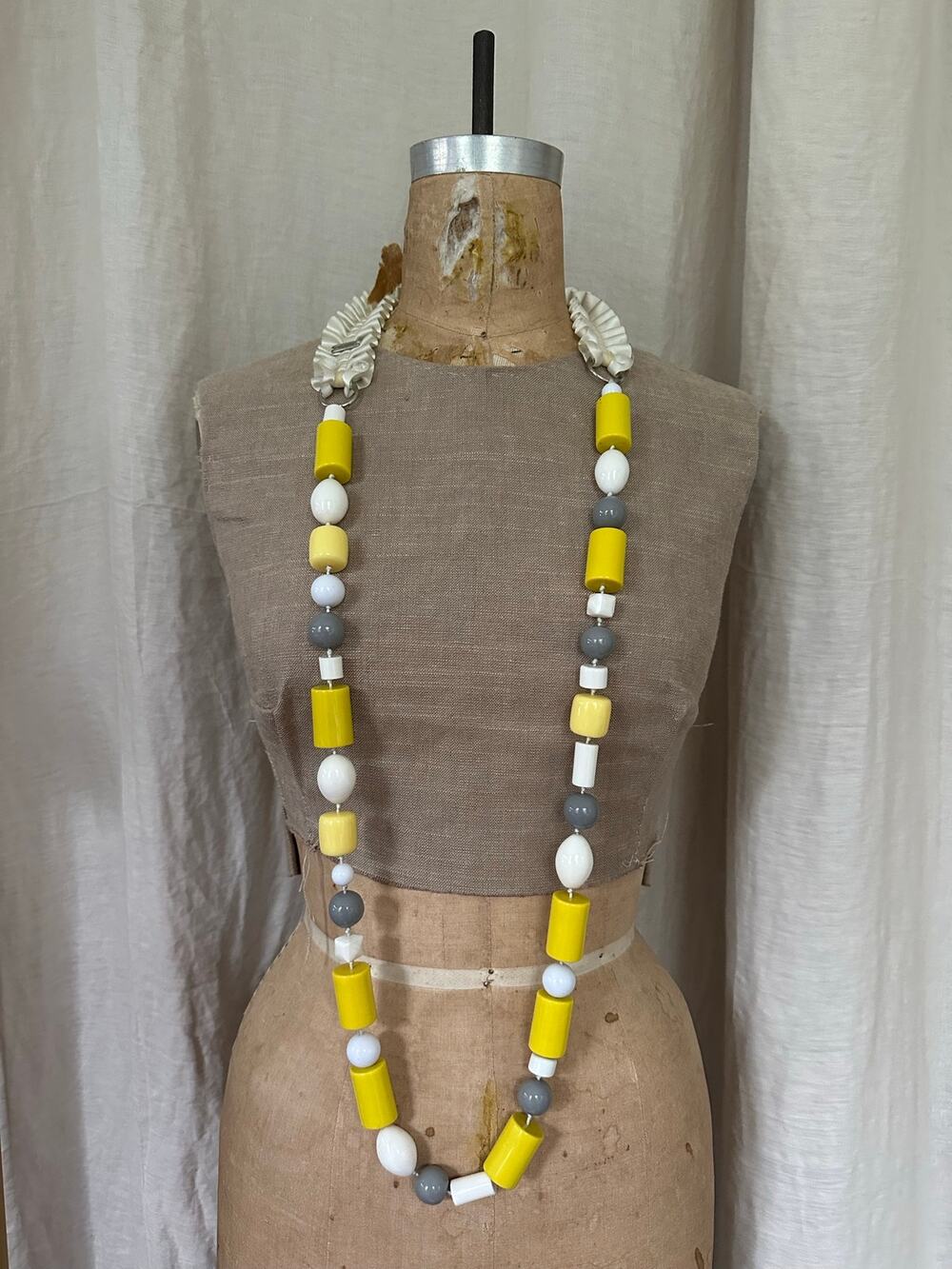 Designer Justin Giunta Subversive Massive Statement Long Yellow white Necklace